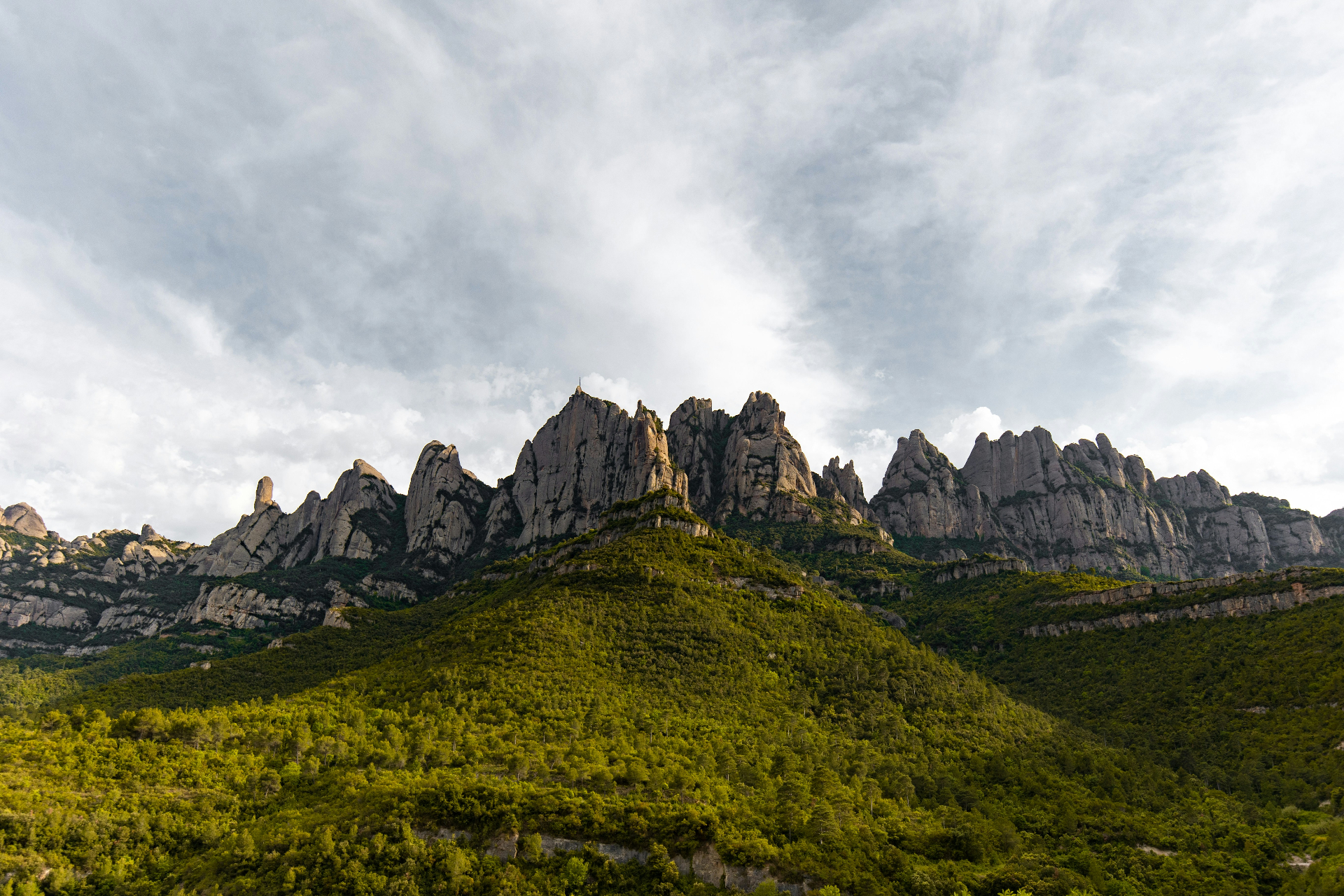 The jagged ridge of Montserrat at first light.